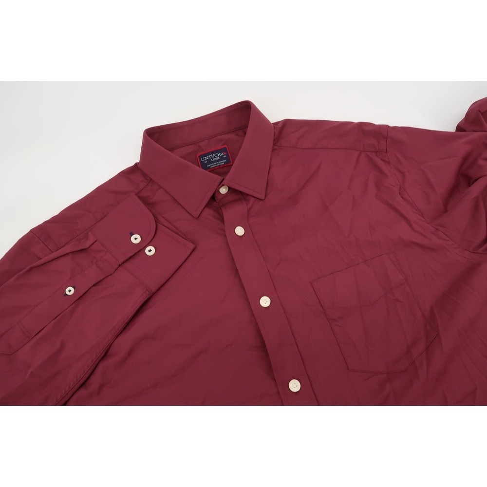 UNTUCKit Gironde Button Shirt Mens Large Burgundy Regular Performance Stretch